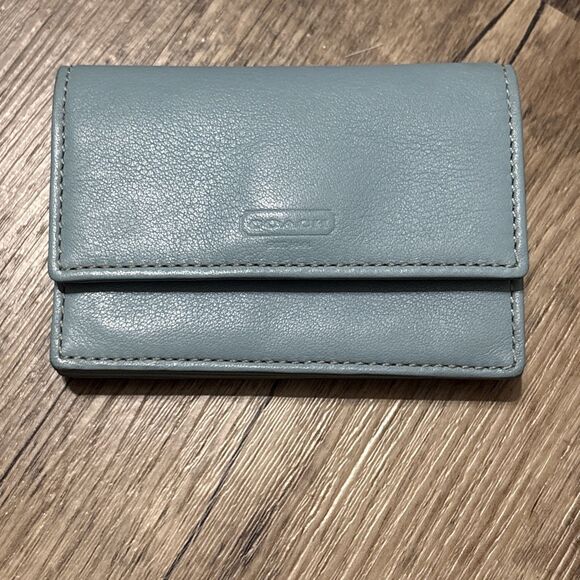 Coach Vintage Light Blue Small Accordion Wallet Card Holder EUC Y2K - Picture 1 of 12